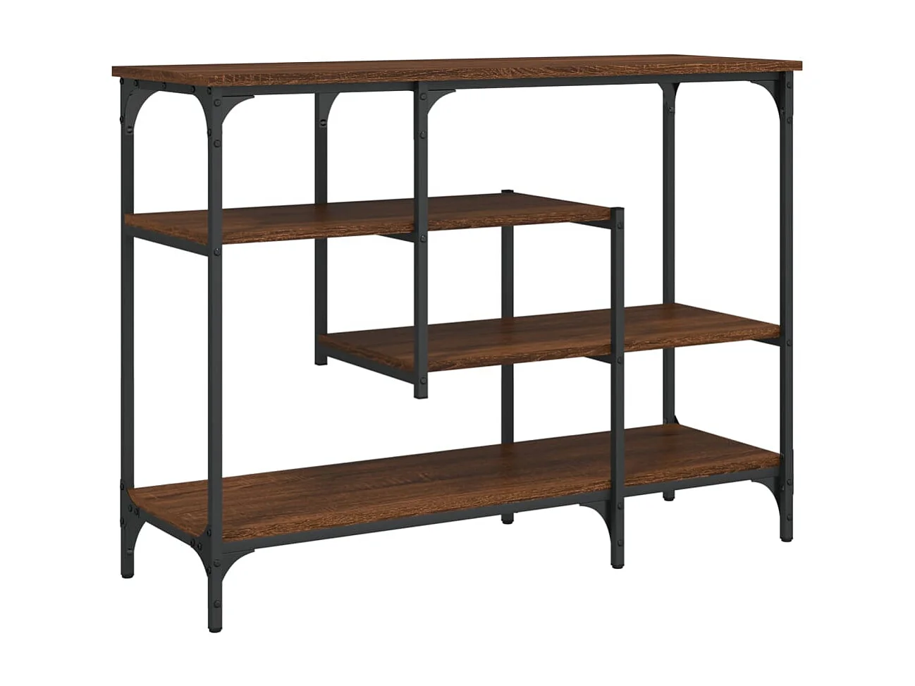 Table console avec étagères chêne marron 100x35x75