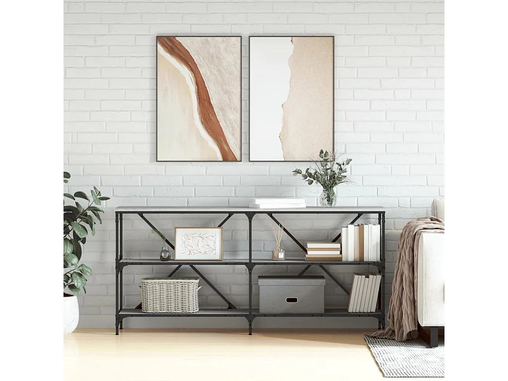 Table console sonoma gris 160x30x75 bois d'ingénierie et fer