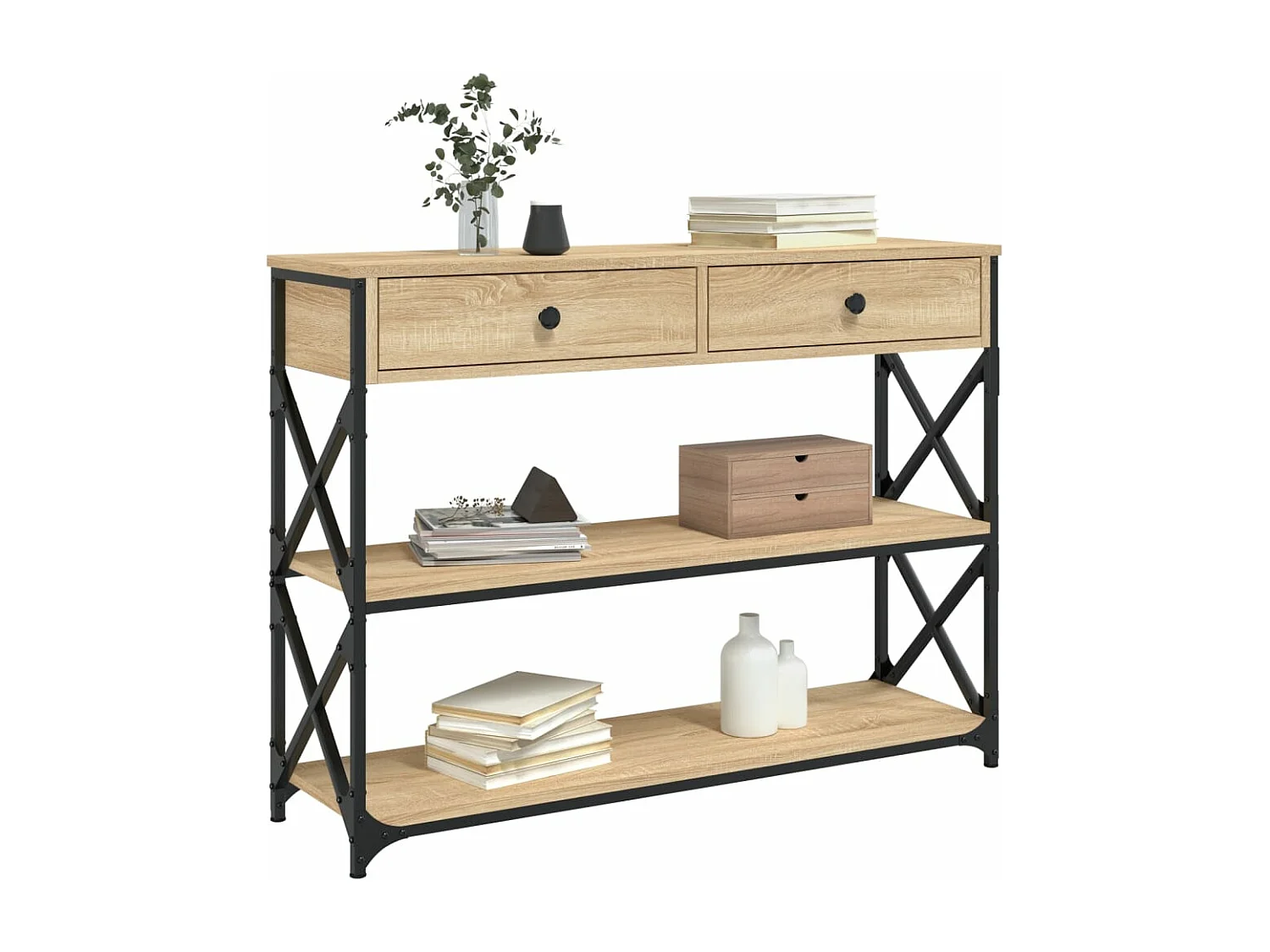 Table console chêne sonoma 100x28x75 bois d'ingénierie