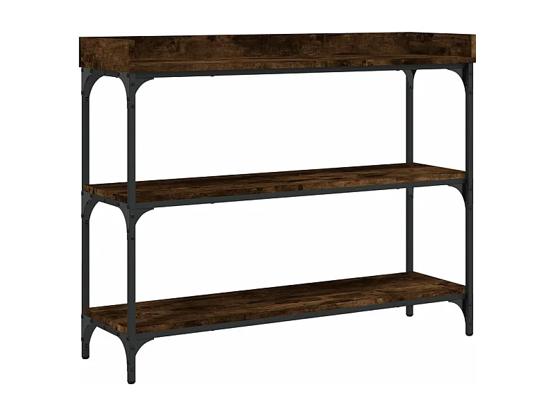 Table console avec étagères chêne fumé 100x30x80