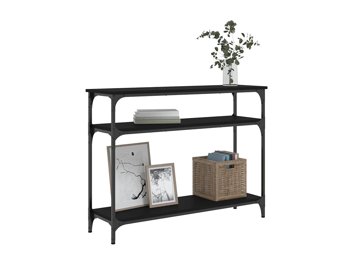 Table console noir 100x29x75 bois d'ingénierie