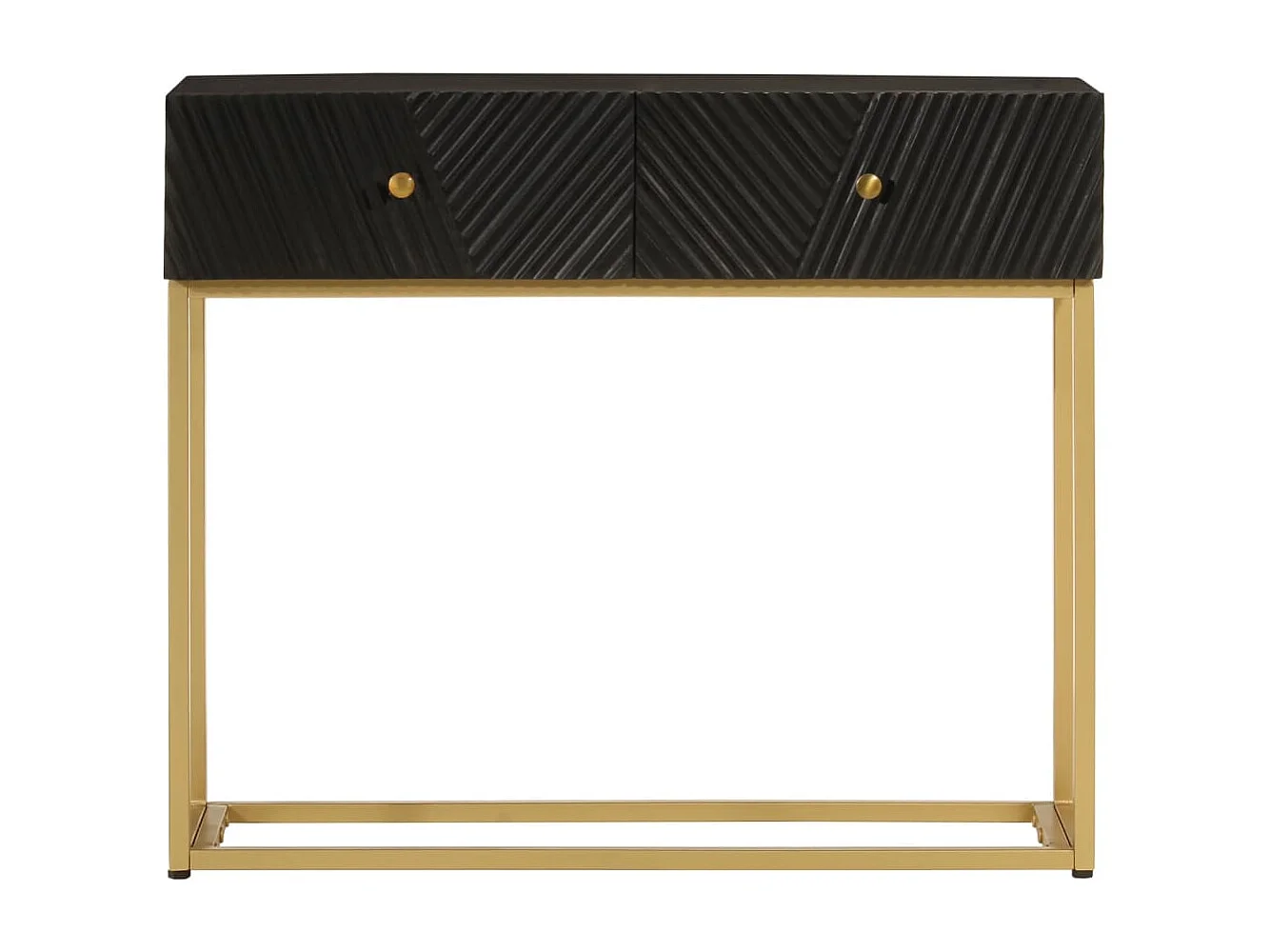 Table console noir 90x30x76 bois massif de manguier et fer