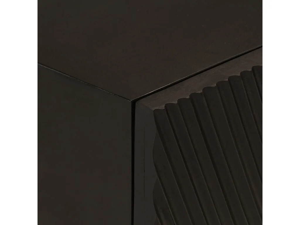 Table console noir 90x30x76 bois massif de manguier et fer