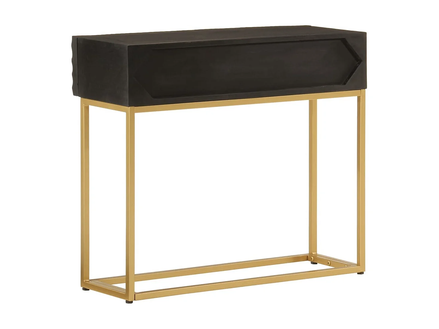 Table console noir 90x30x76 bois massif de manguier et fer