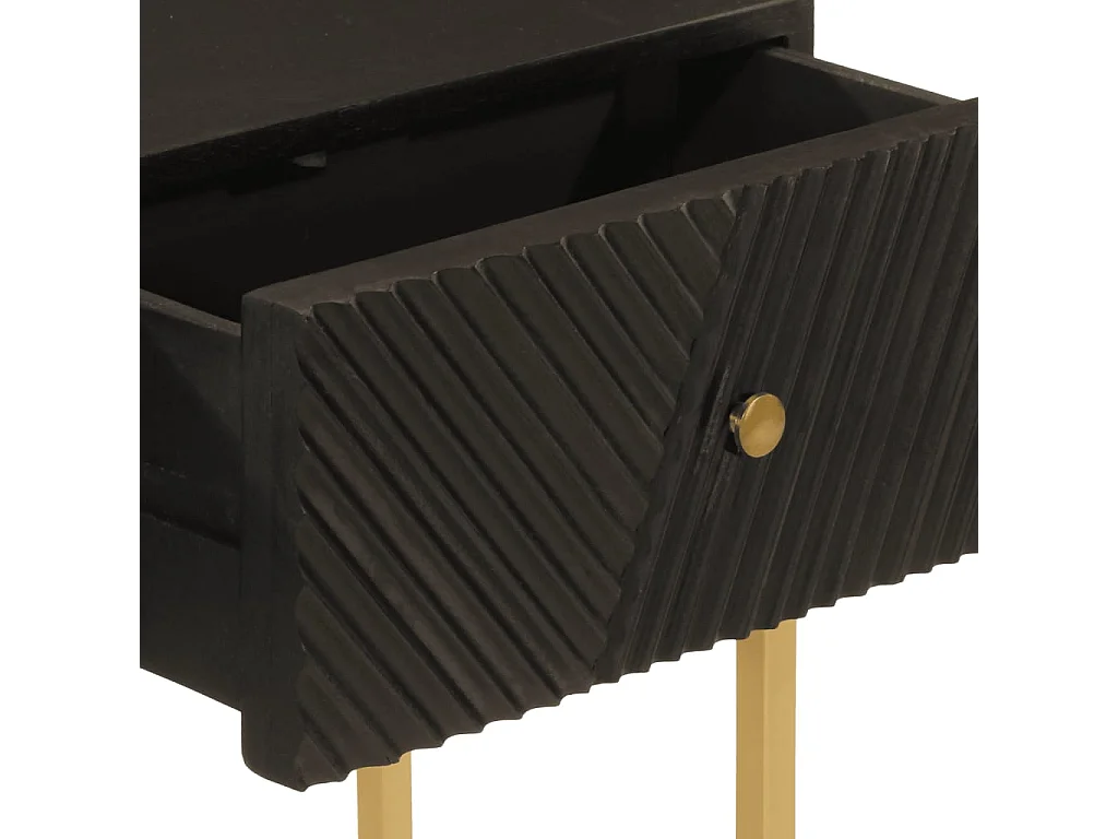 Table console noir 90x30x76 bois massif de manguier et fer