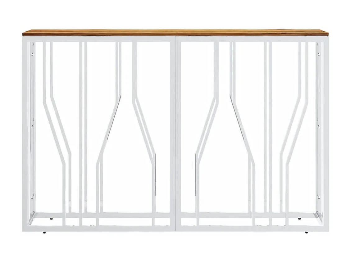 Table console argenté acier inoxydable et bois massif d'acacia
