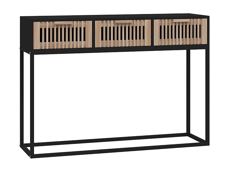 Table console noir 105x30x75 bois d'ingénierie et fer
