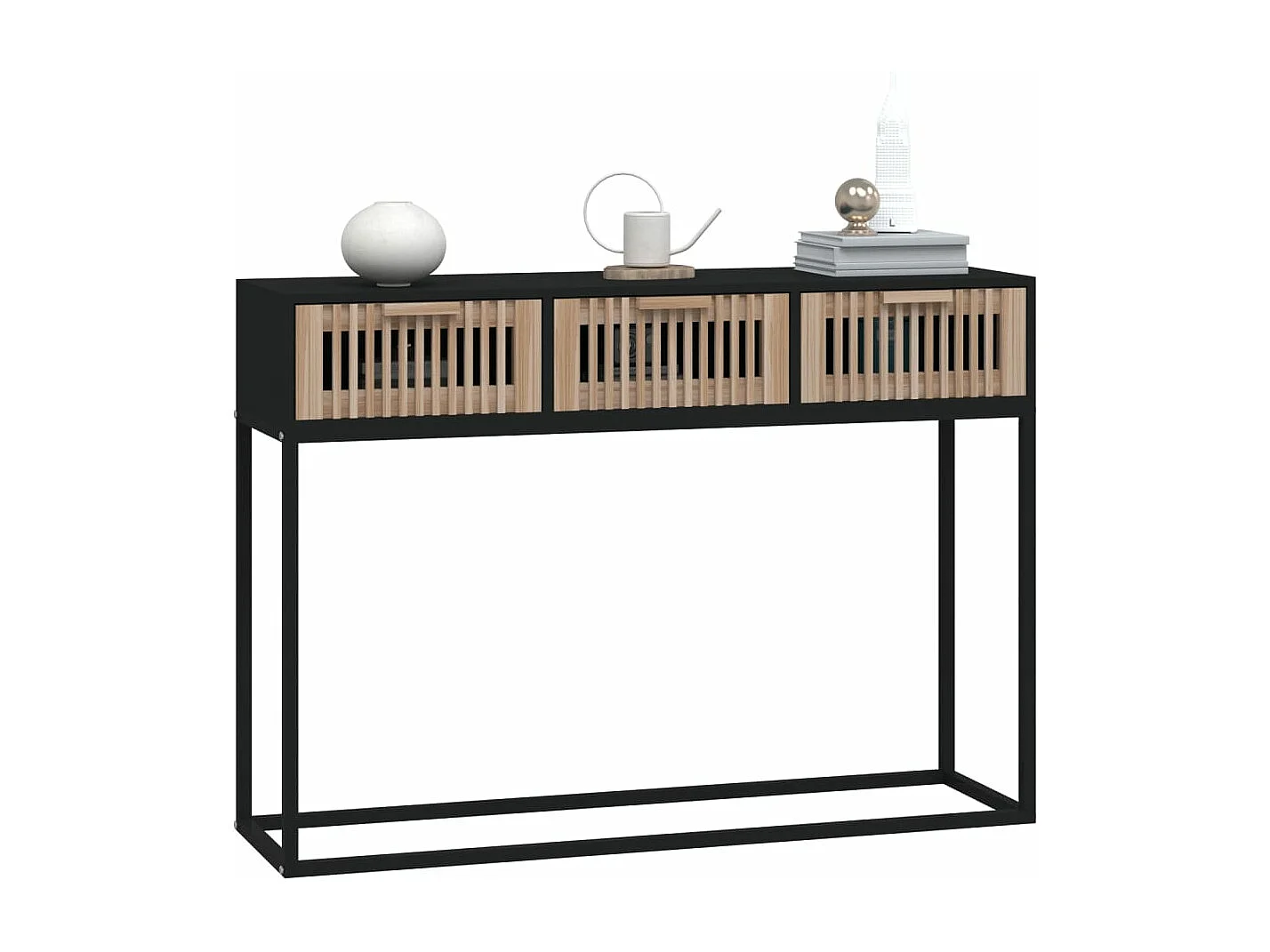 Table console noir 105x30x75 bois d'ingénierie et fer