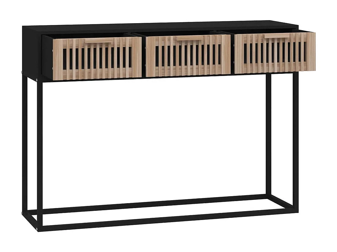 Table console noir 105x30x75 bois d'ingénierie et fer