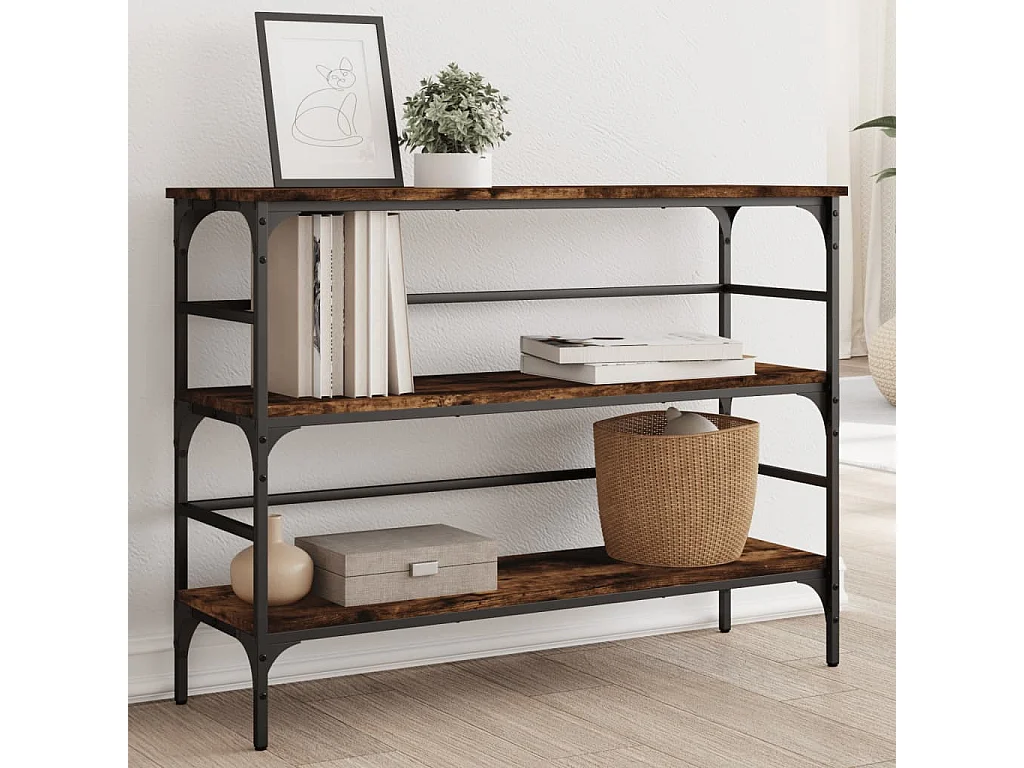 Table console chêne fumé 100x32x75 bois d'ingénierie