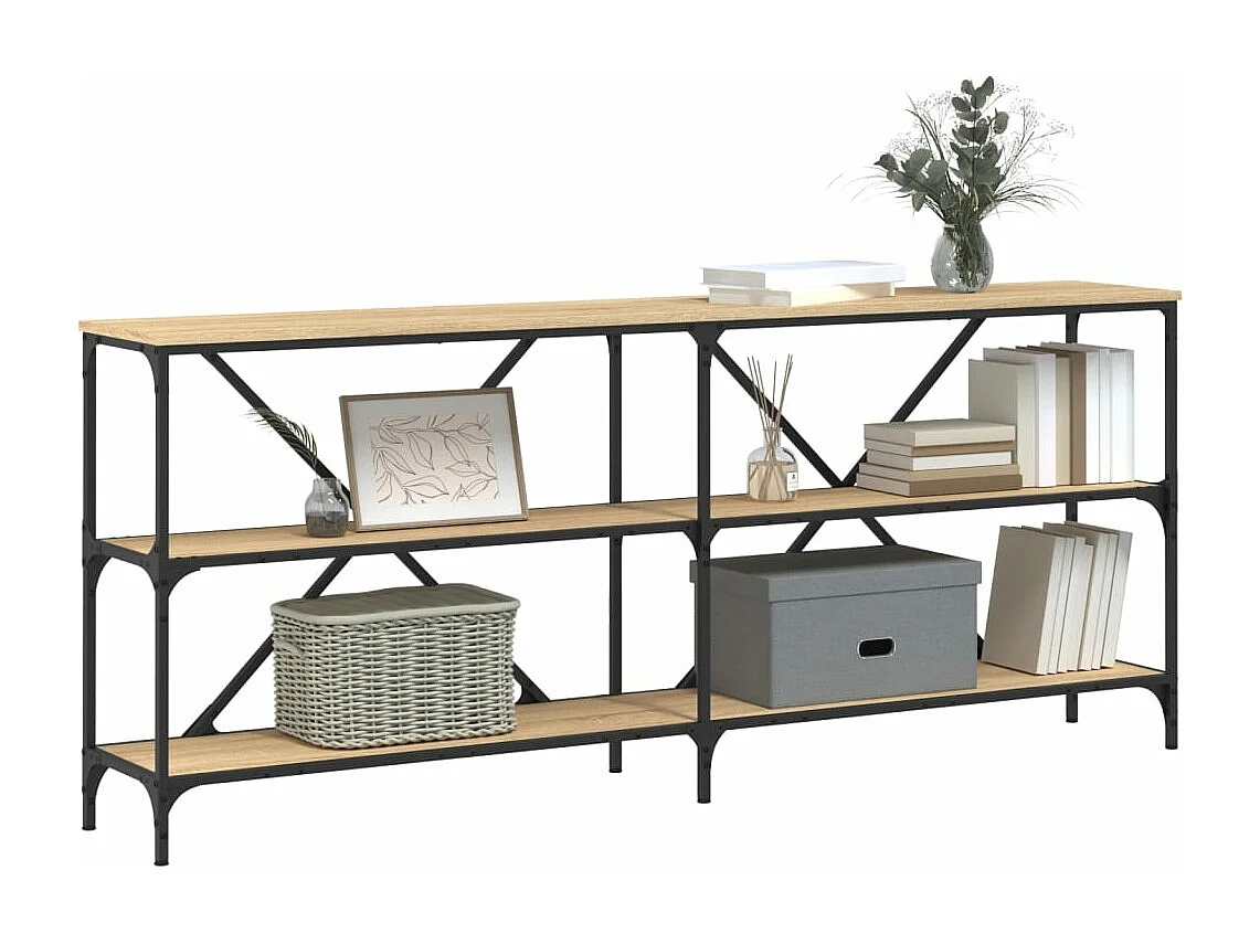 Table console chêne sonoma 180x30x75 bois d'ingénierie et fer