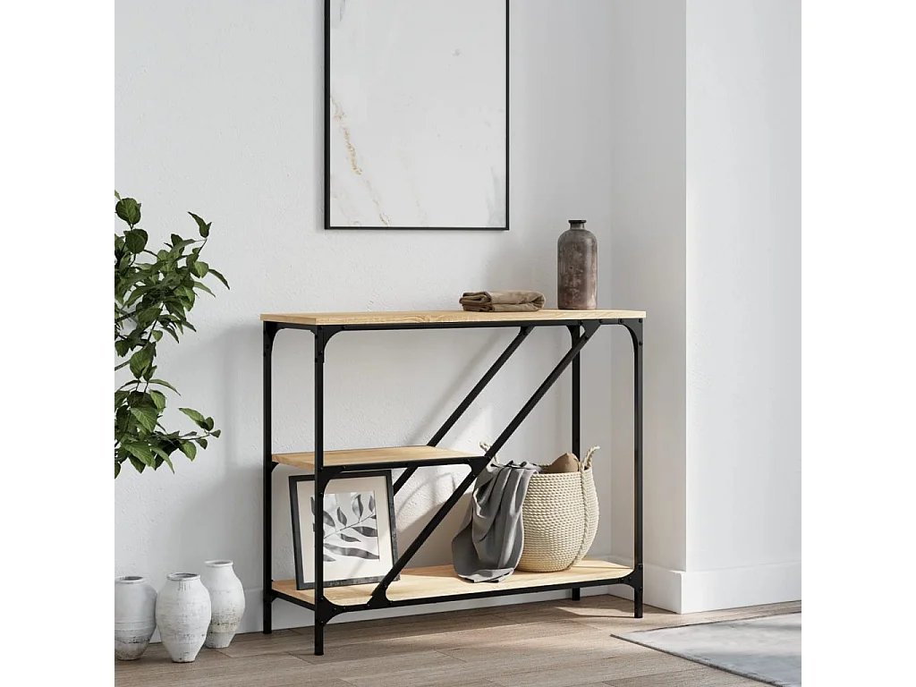 Table console chêne sonoma 88,5x30x75 bois d'ingénierie