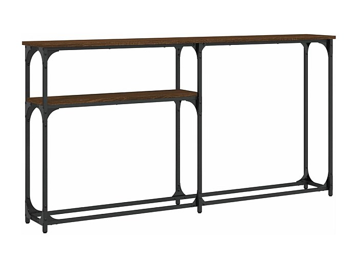 Console D'entrée En Bois De Chêne 100 X 25 X 75 Cm - Avec 2 Tiroirs Et 2 étagères, Design élégant