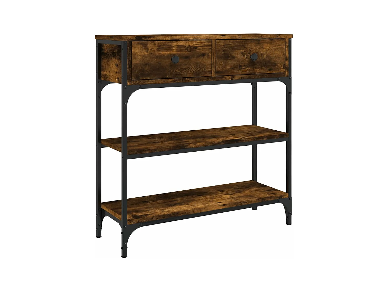 Table console chêne fumé 72,5x25x75 bois d'ingénierie