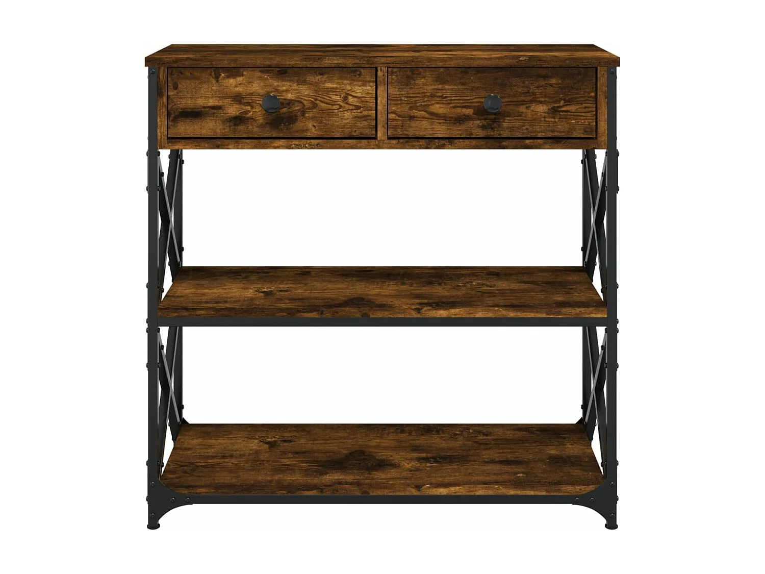 Table console chêne fumé 75x28x75 bois d'ingénierie