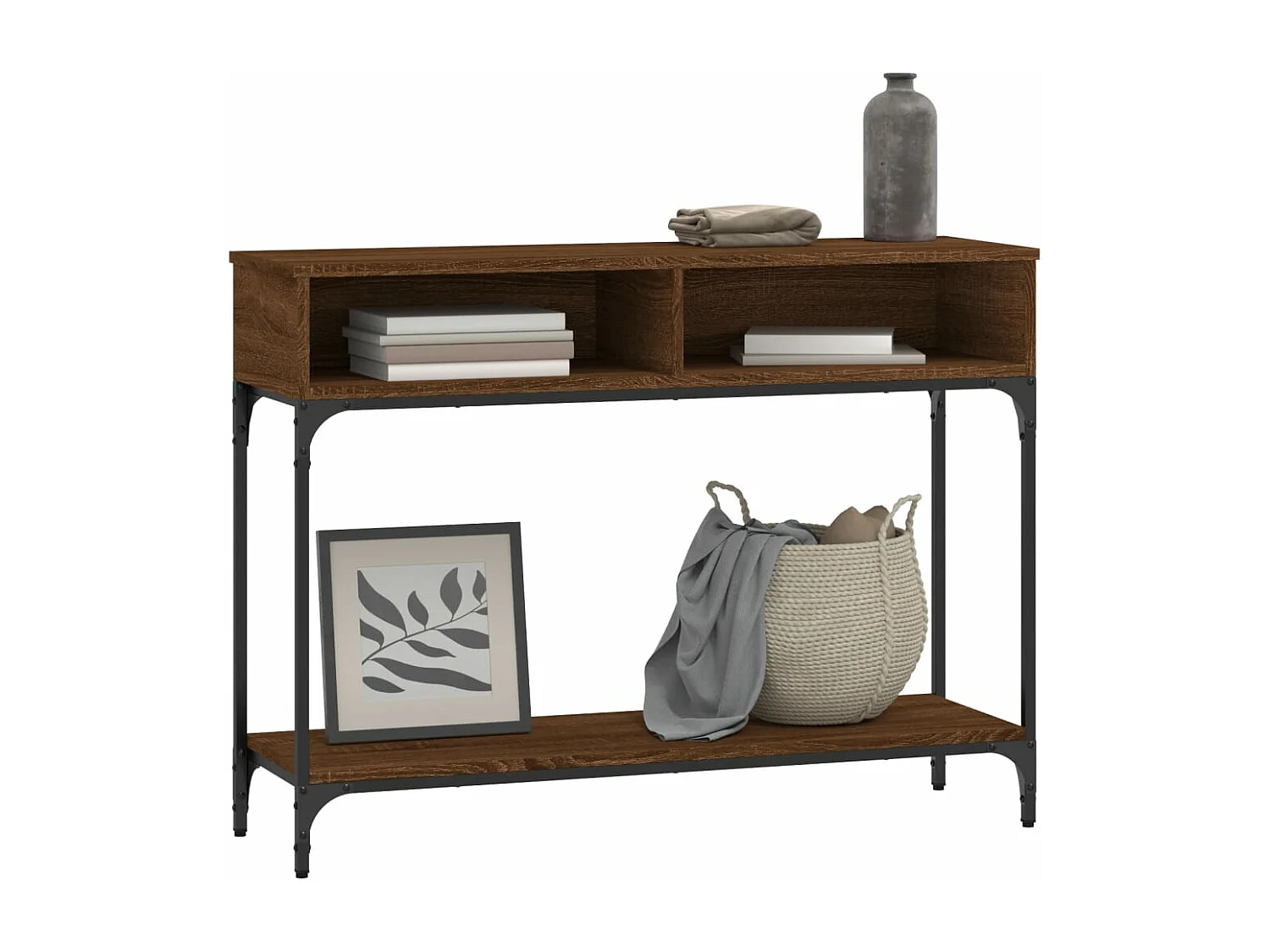 Table console chêne marron 100x30,5x75 bois d'ingénierie