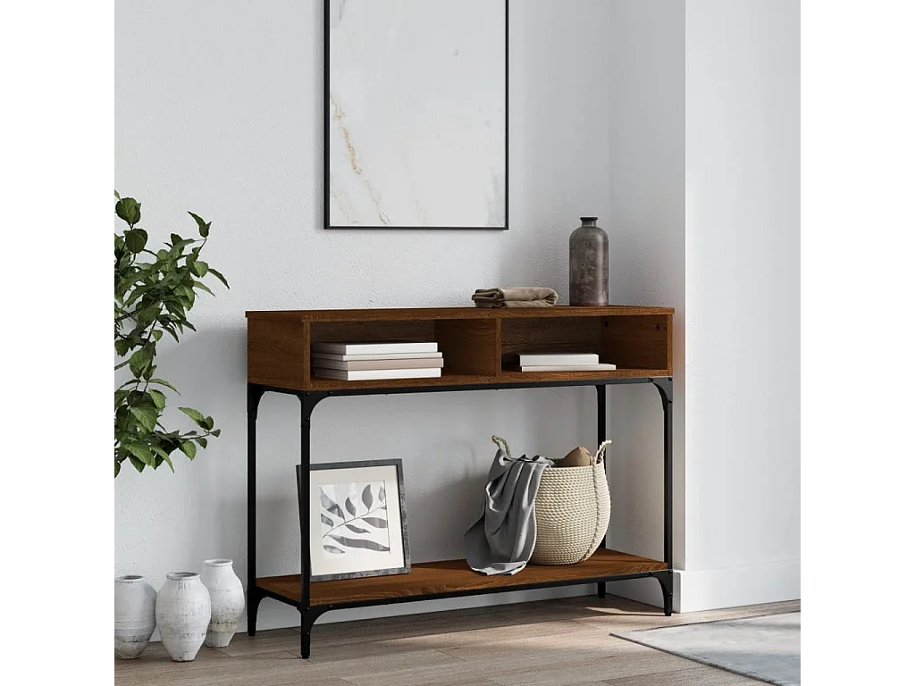 Table console chêne marron 100x30,5x75 bois d'ingénierie