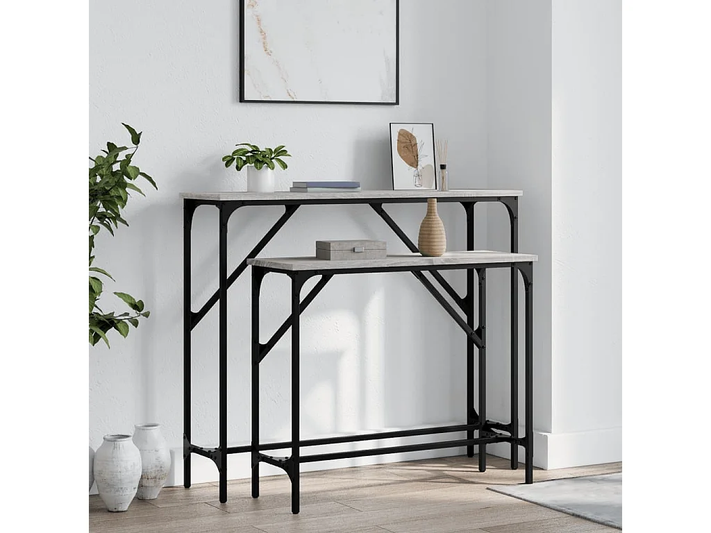 Tables console 2 pcs sonoma gris bois d'ingénierie