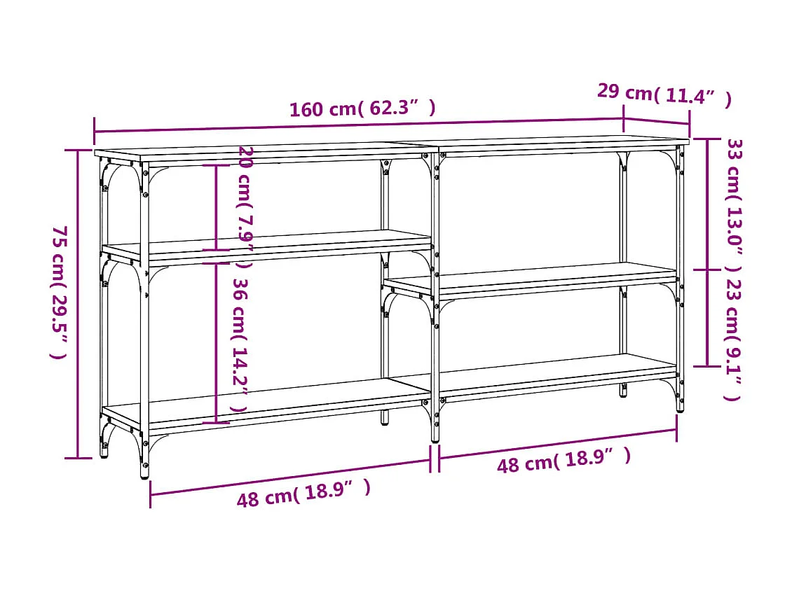 Table console chêne marron 160x29x75 Bois d'ingénierie