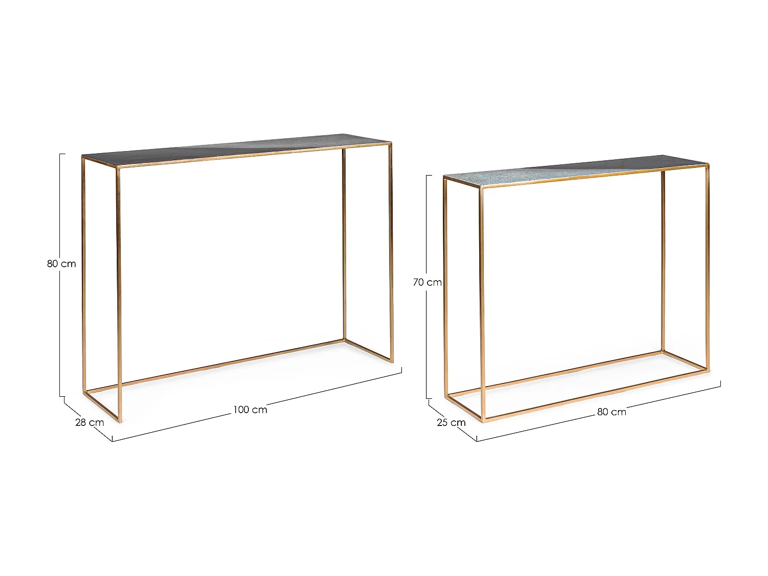 Ida veelkleurige stalen console - Set van 2