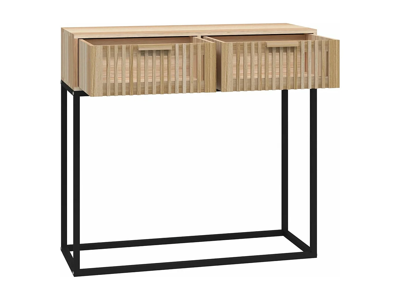 Table console 80x30x75 bois d'ingénierie et fer