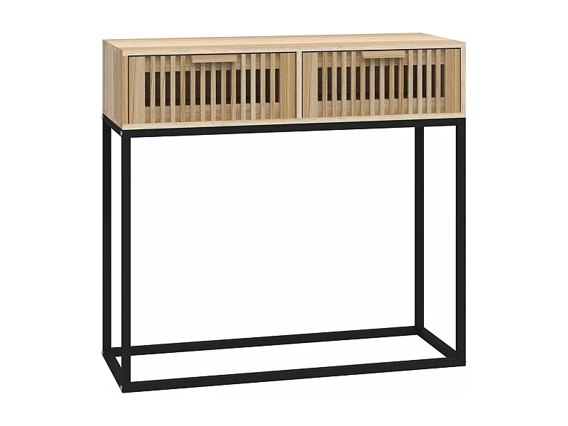 Table console 80x30x75 bois d'ingénierie et fer