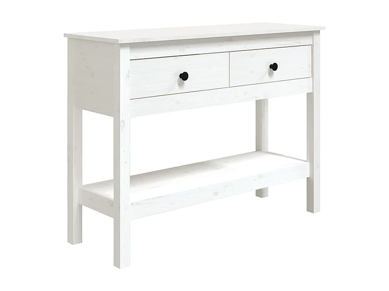 Table console Blanc 100x35x75 Bois massif de pin