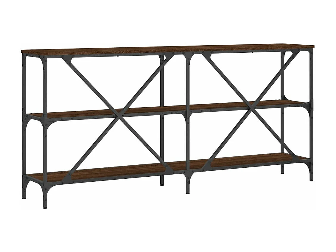 Table console chêne marron 160x30x75 bois d'ingénierie et fer