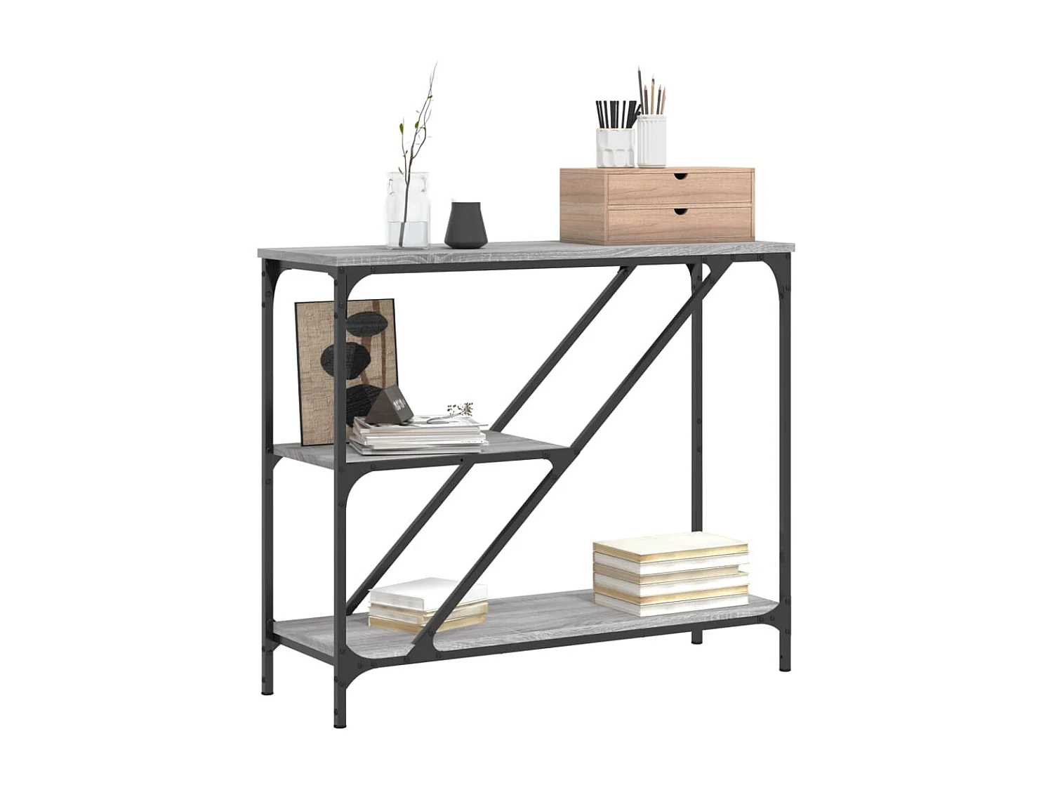 Table console sonoma gris 88,5x30x75 bois d'ingénierie
