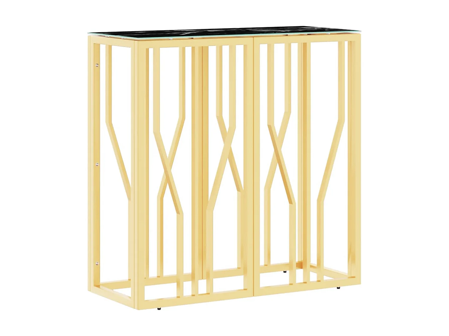 Table console doré 70x30x70 acier inoxydable et verre