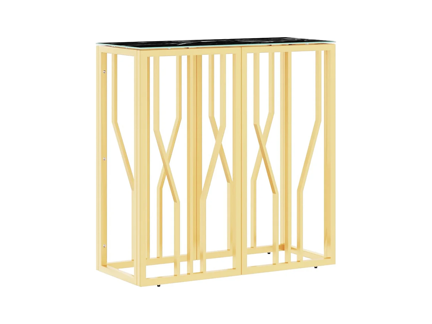 Table console doré 70x30x70 acier inoxydable et verre
