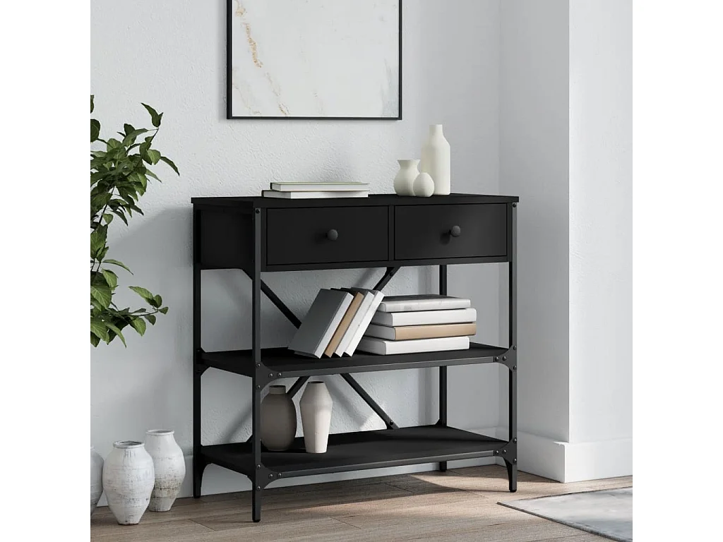 Table console noir 75x34,5x75 bois d'ingénierie