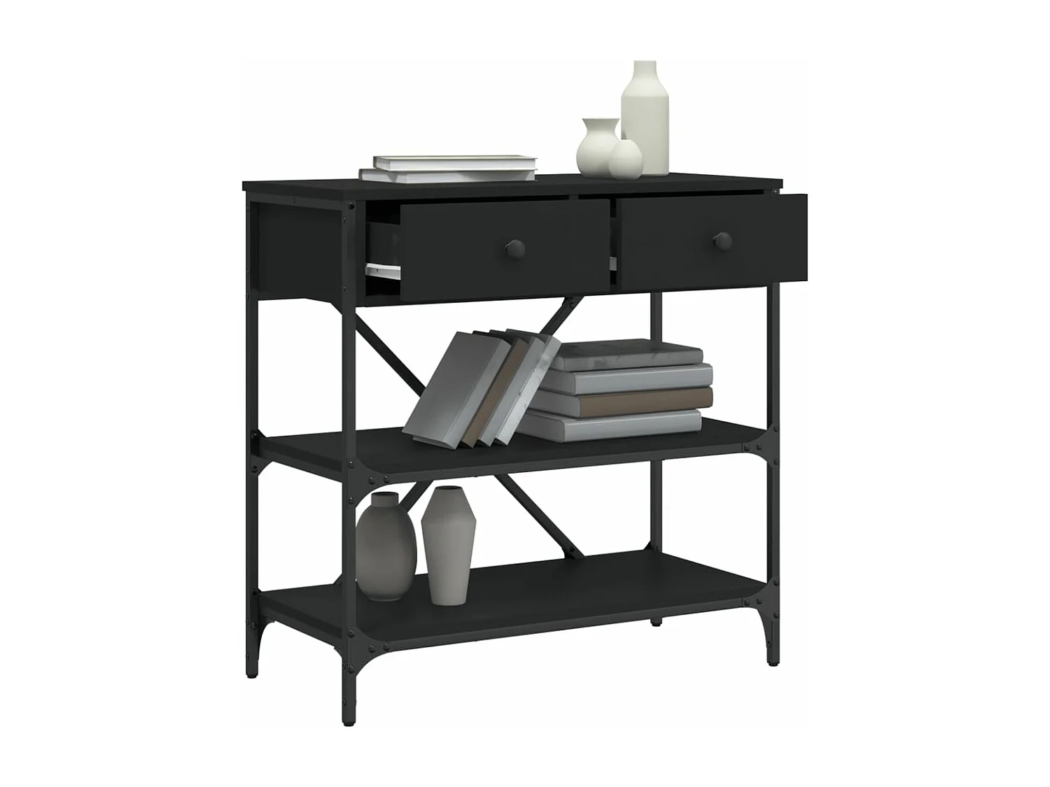 Table console noir 75x34,5x75 bois d'ingénierie