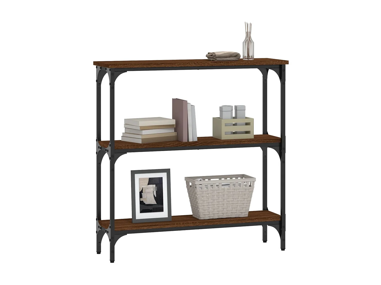 Table console chêne marron 75x22,5x75 bois d'ingénierie