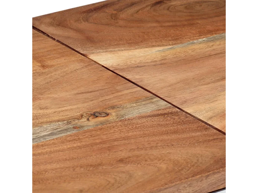 Table console argenté acier inoxydable et bois massif d'acacia