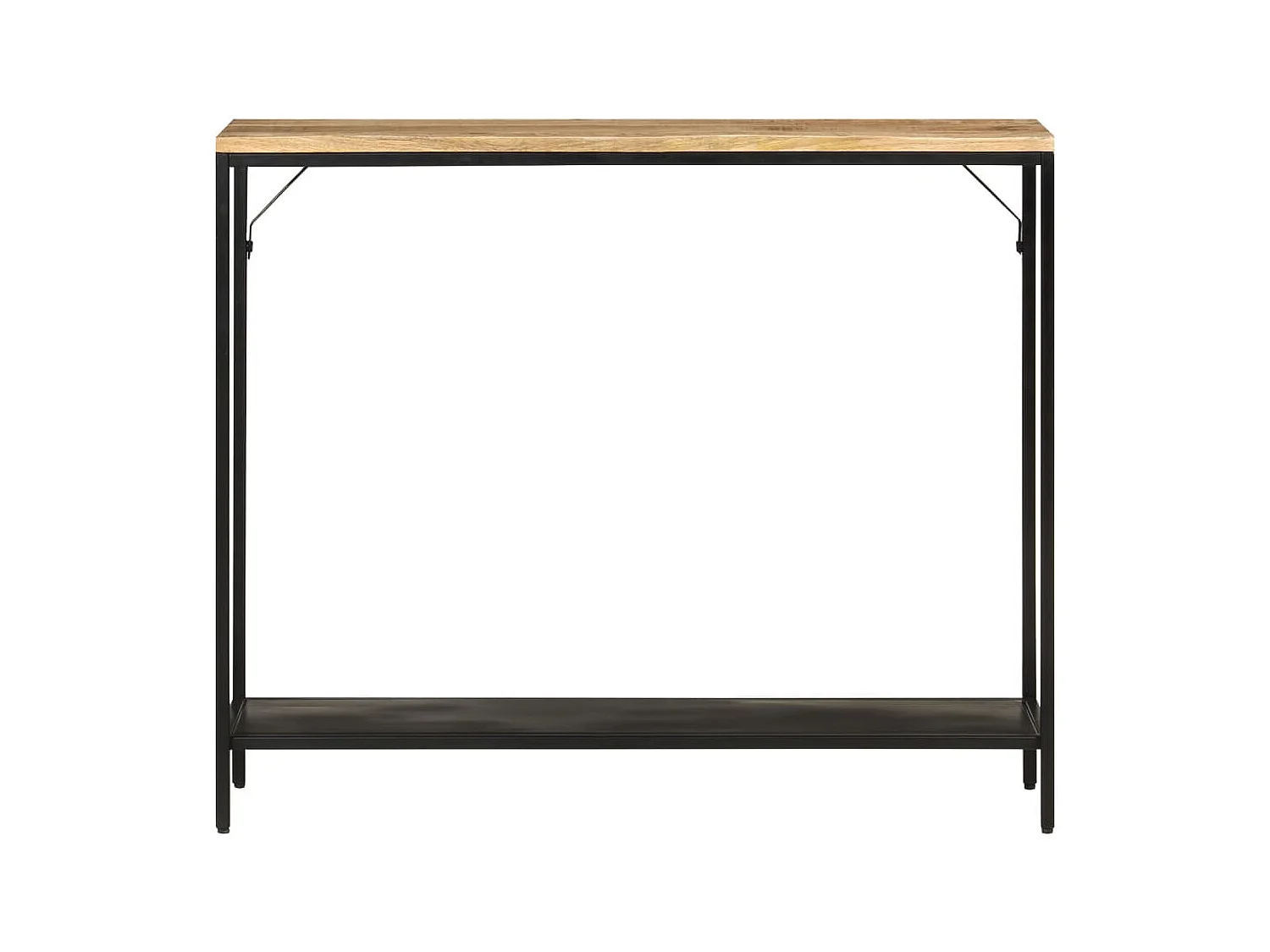 Table console 90x30x75 bois de manguier massif brut et fer