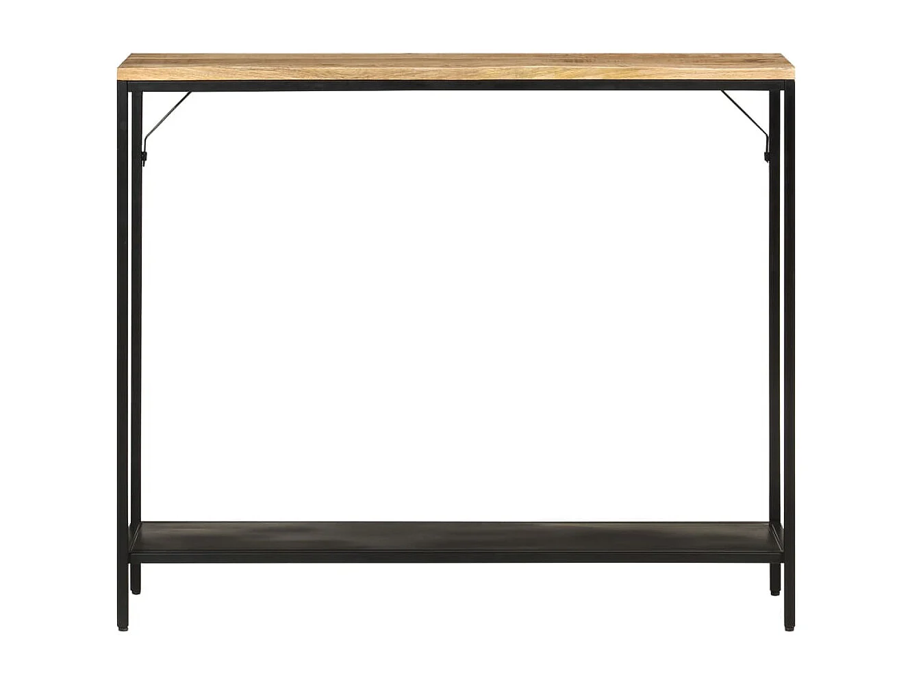 Table console 90x30x75 bois de manguier massif brut et fer