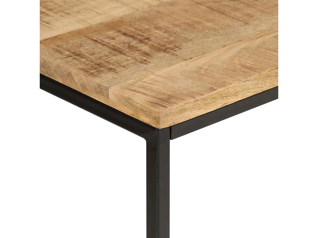 Table console 90x30x75 bois de manguier massif brut et fer