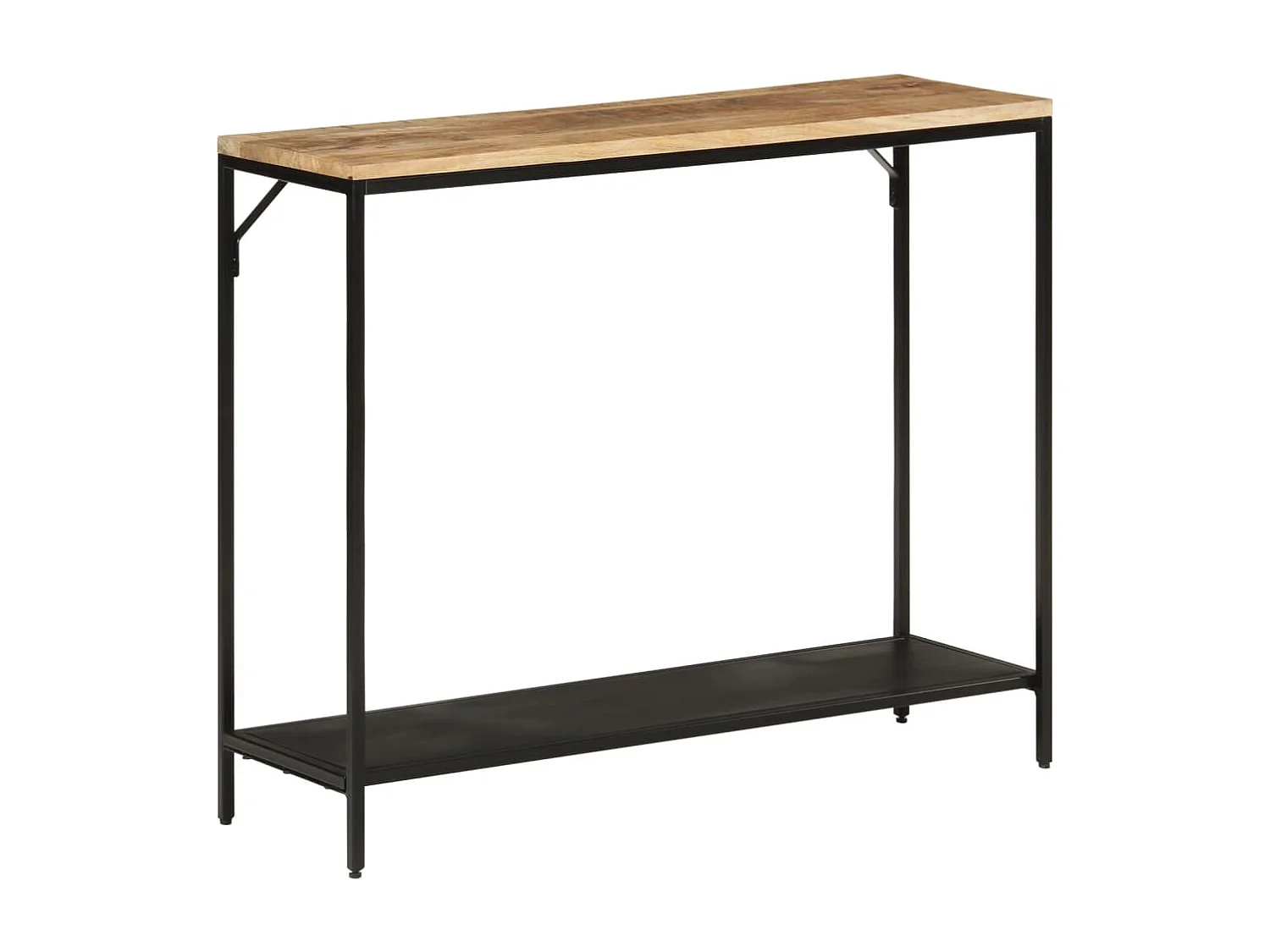 Table console 90x30x75 bois de manguier massif brut et fer