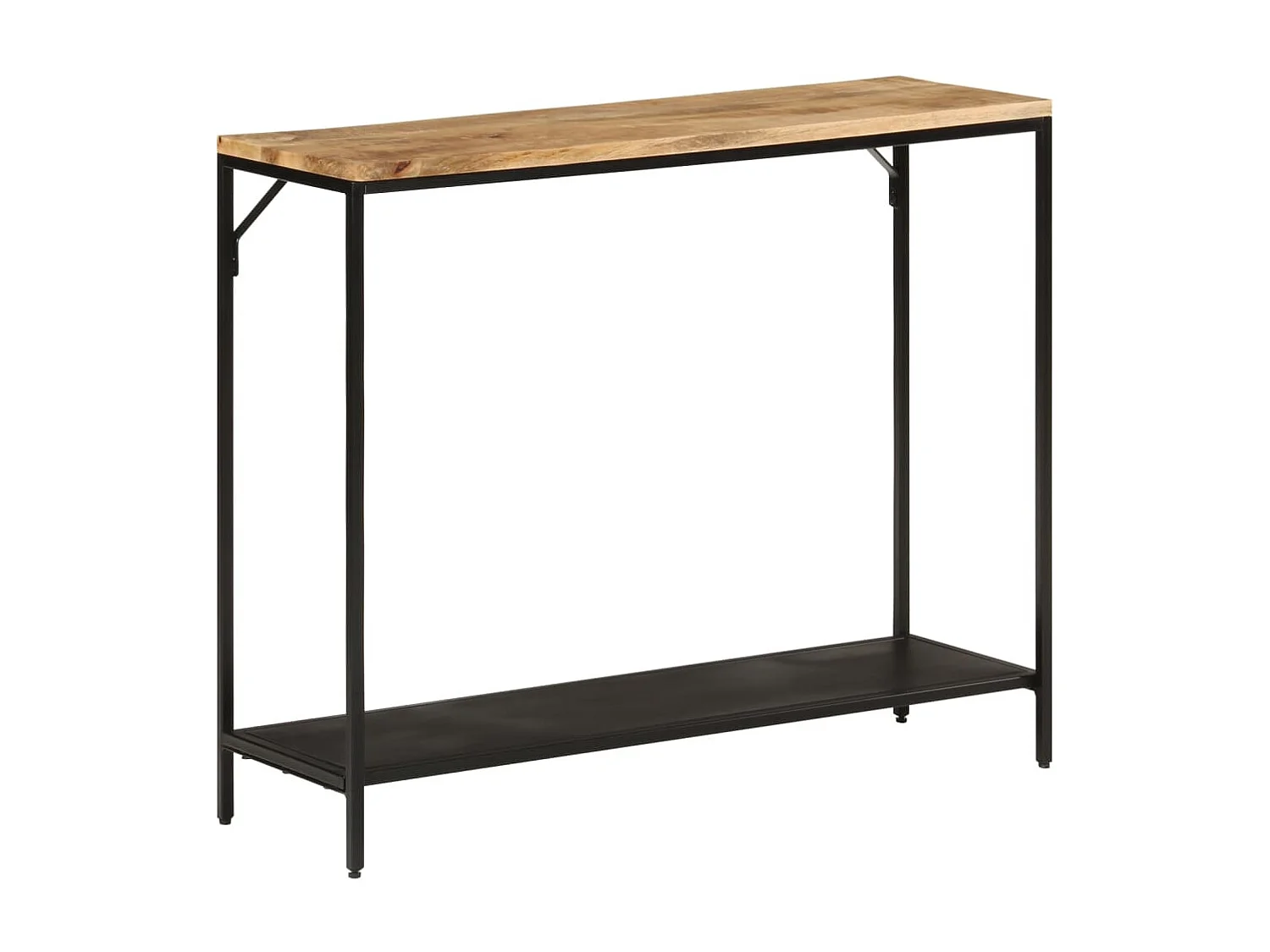 Table console 90x30x75 bois de manguier massif brut et fer