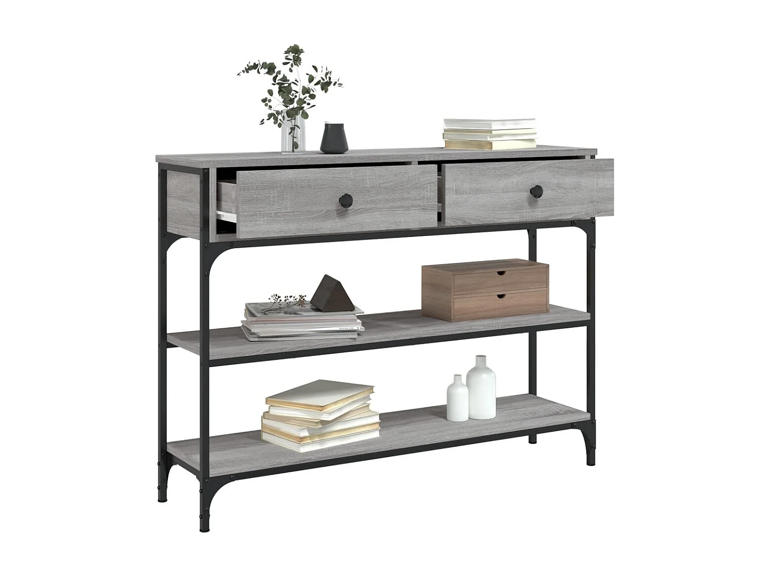 Table console sonoma gris 100x25x75 bois d'ingénierie