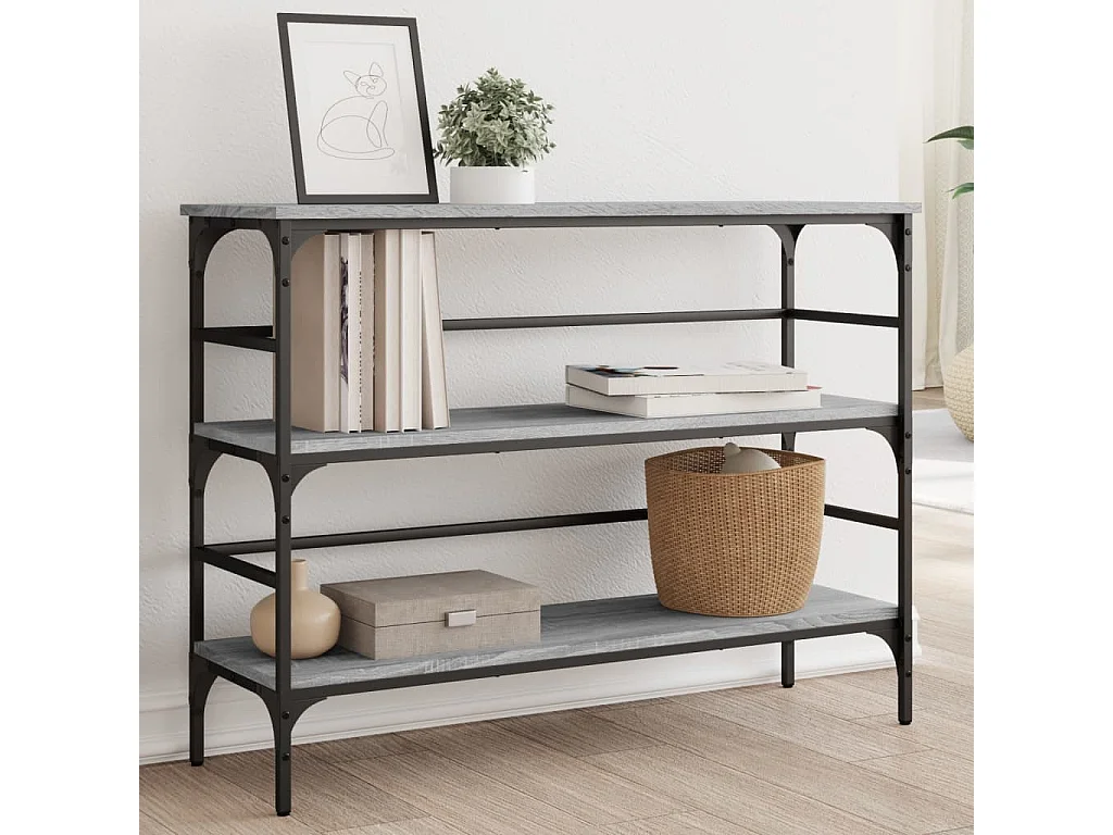 Table console sonoma gris 100x32x75 bois d'ingénierie