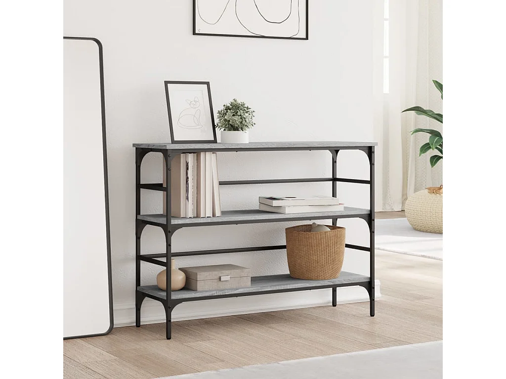 Table console sonoma gris 100x32x75 bois d'ingénierie