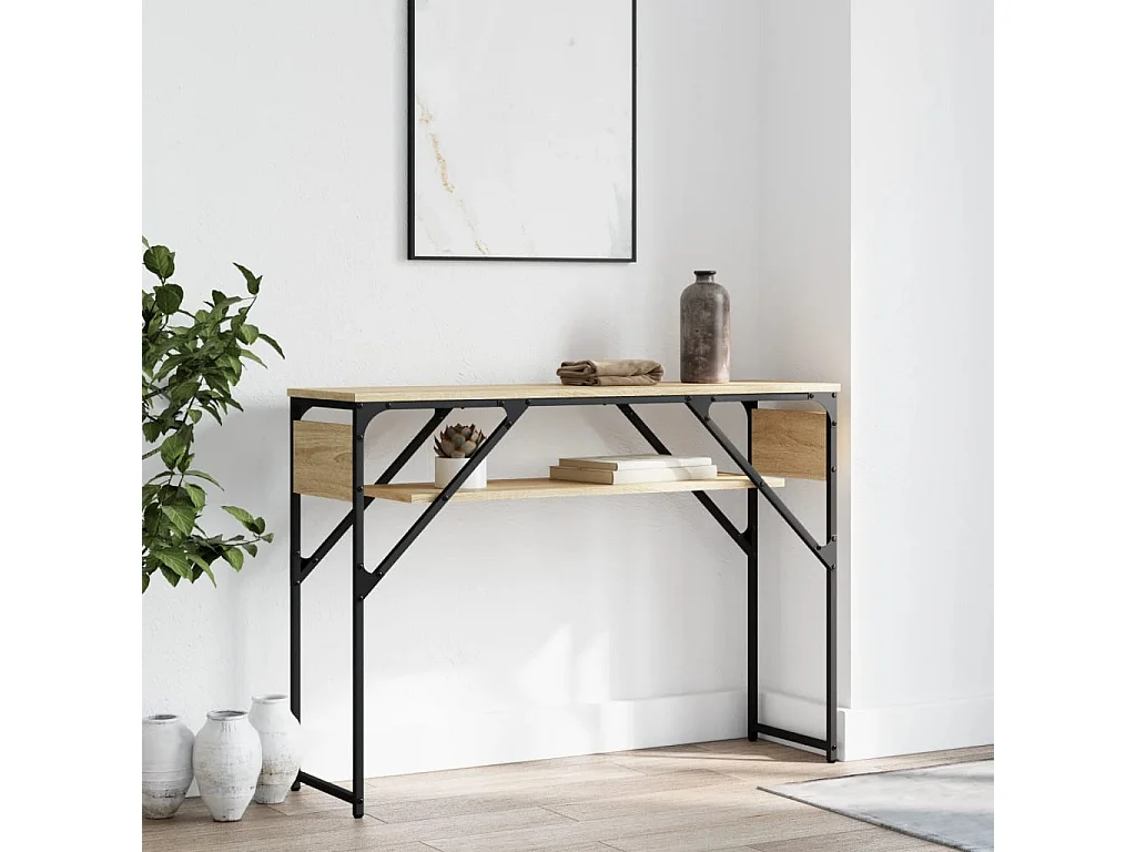 Table console avec étagère chêne sonoma 105x30x75