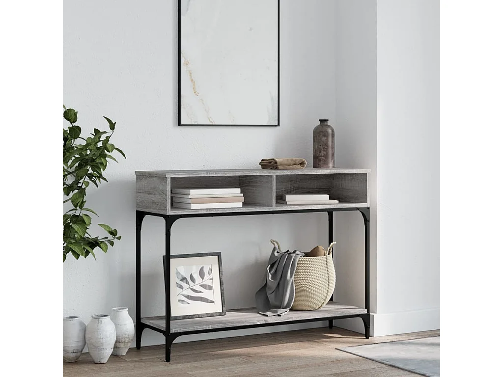 Table console sonoma gris 100x30,5x75 bois d'ingénierie