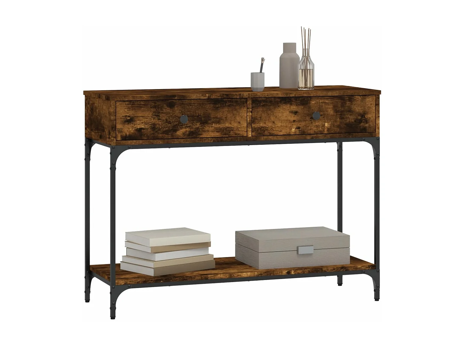 Table console chêne fumé 100x34,5x75 bois d'ingénierie