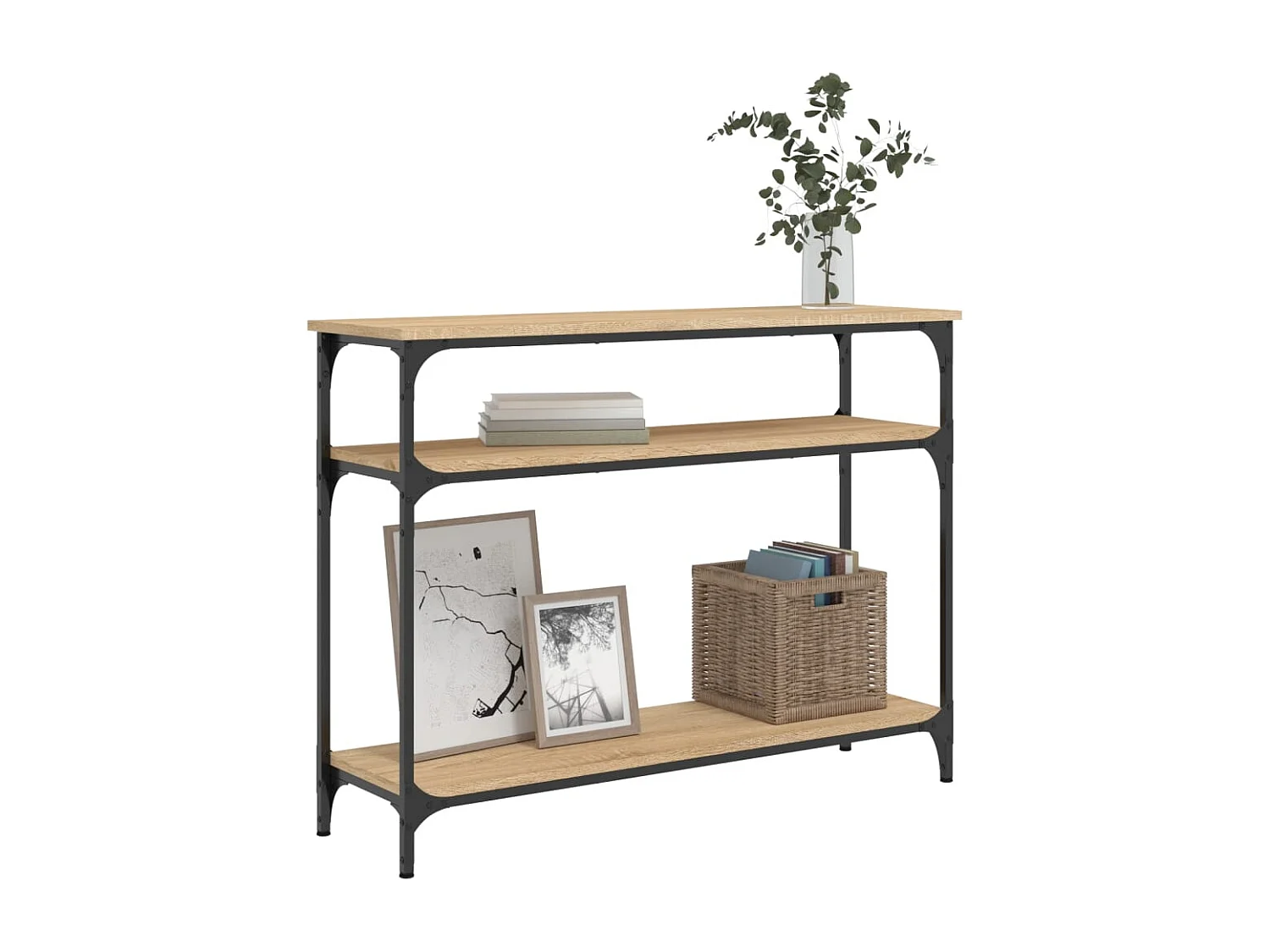 Table console chêne sonoma 100x29x75 bois d'ingénierie