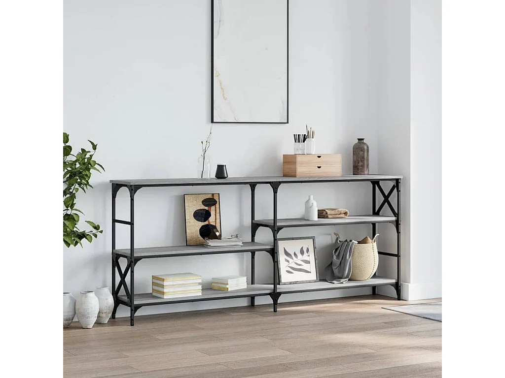 Table console sonoma gris 180x29x76,5 bois d'ingénierie