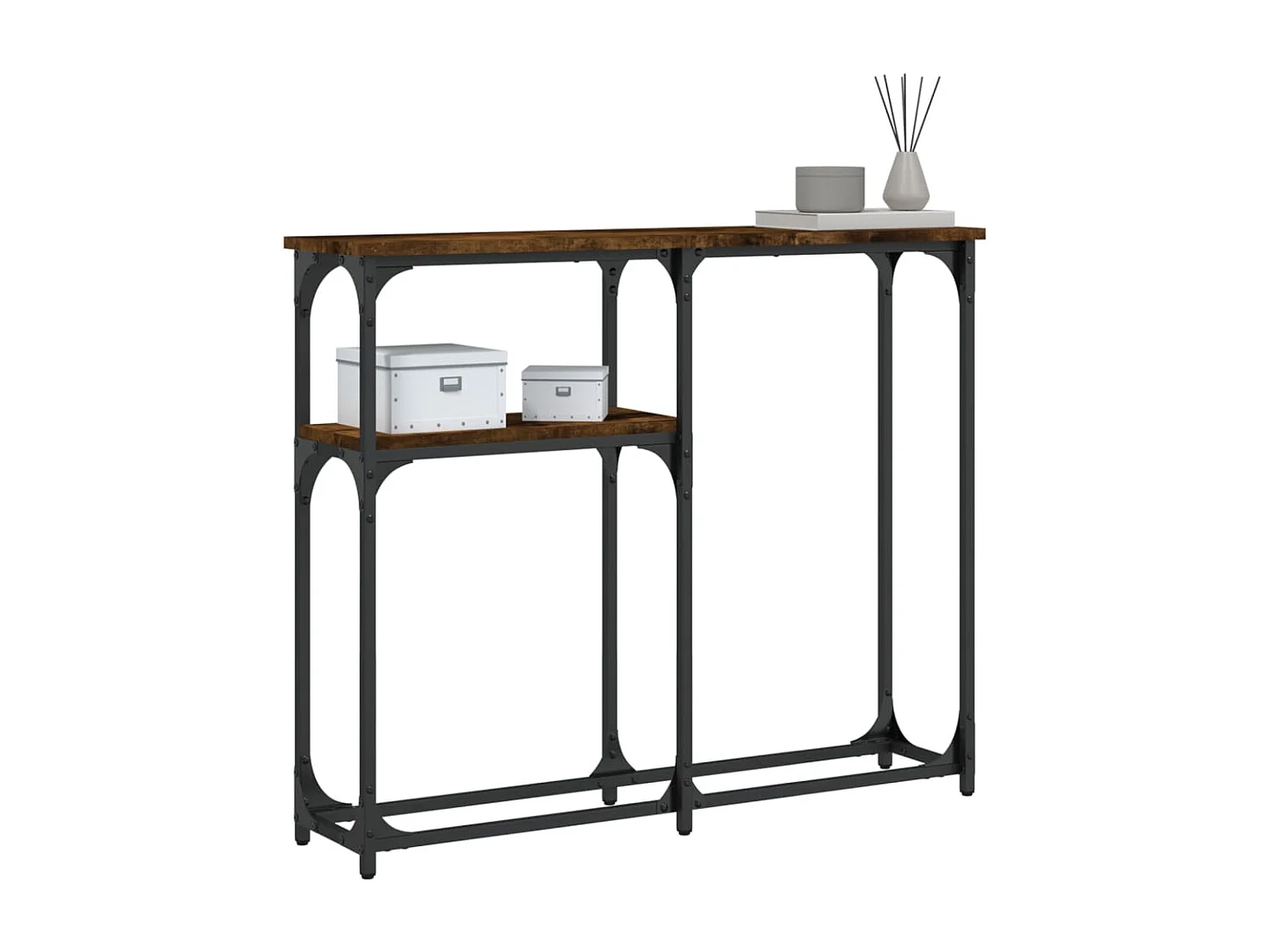 Table console chêne fumé 90x22,5x75 bois d'ingénierie