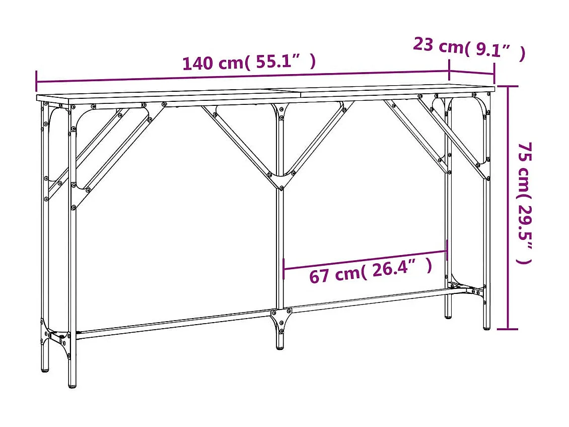 Table console chêne sonoma 140x23x75 bois d'ingénierie